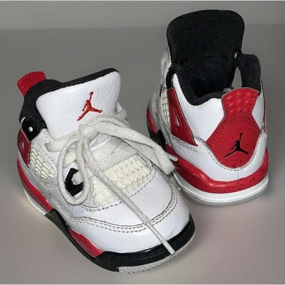 Nike Air Jordan 4 Retro TD Fire Red Toddler Baby Sneakers Size 4C